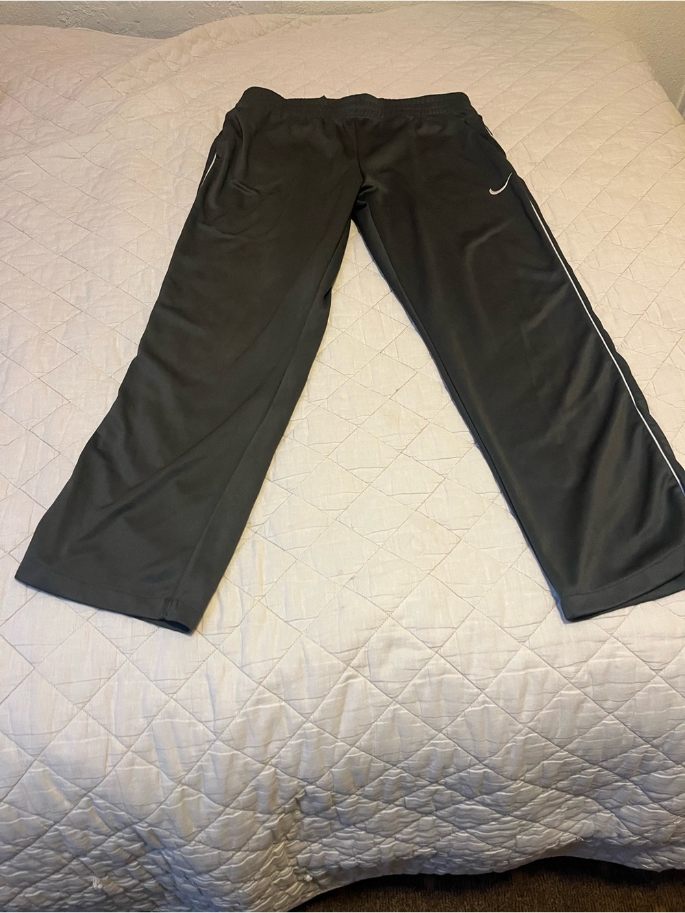 Nike Olive Green Track Pants with White Side Stripe With Pocketa